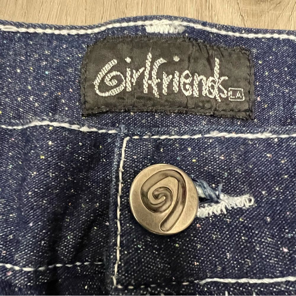 Girlfriends LA vintage y2k deadstock bootcut sparkly jeans NWOT Sz 15 stretchy - Picture 13 of 14